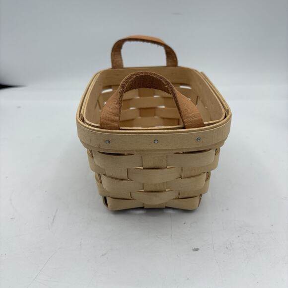 Longaberger Basket Basic Small Wood w Handles 7"x5"x3.5" Handwoven 1997 Vintage - Picture 5 of 9